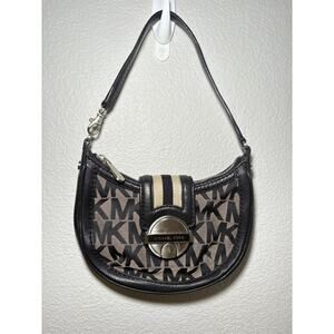 Michael Kors Black Structured Handbag with Silver-Tone Buckle